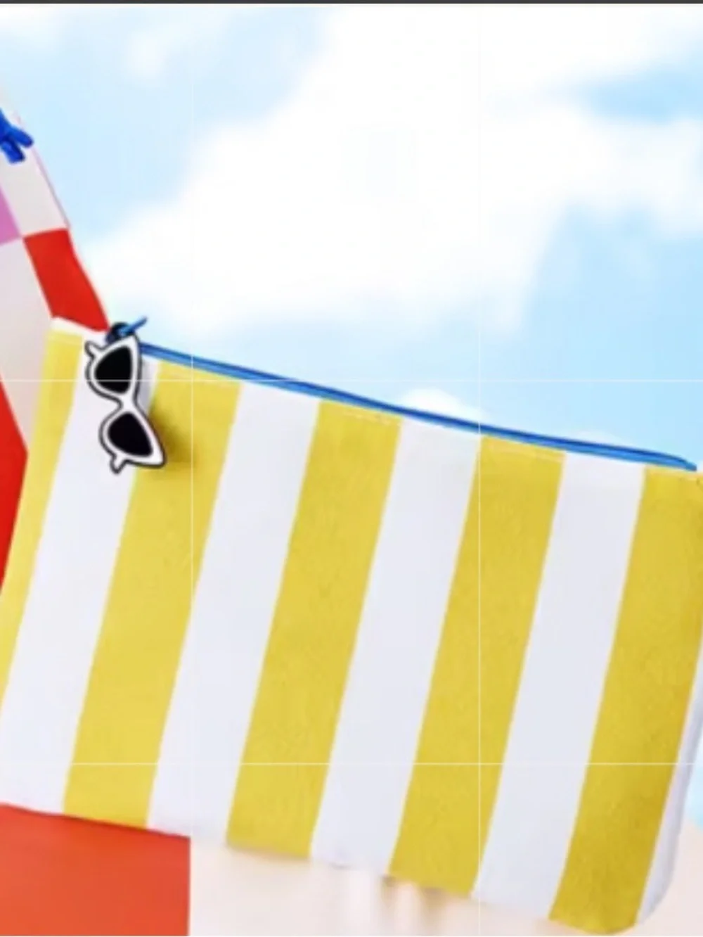 Ipsy Yellow & White Striped Cosmetic Glam Bag